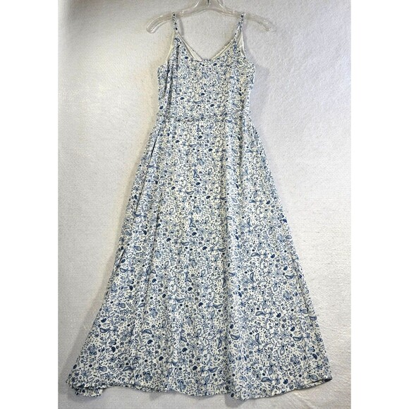 Sienna Sky Dress Womens S Button Front Floral Print Summer White Blue Strappy - Picture 4 of 16